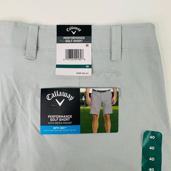 Callaway Men's 40 Shorts Flat Front Performance Golf Short Grey Gray 40 - Picture 4 of 9